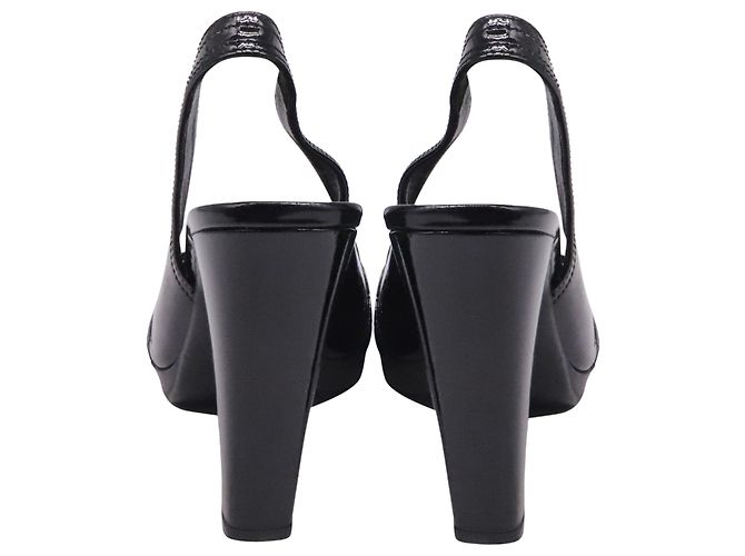 Décolleté Slingback Prada Sport Vintage 2000's in pelle nera - vista 5