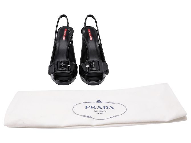 Décolleté Slingback Prada Sport Vintage 2000's in pelle nera - vista 6