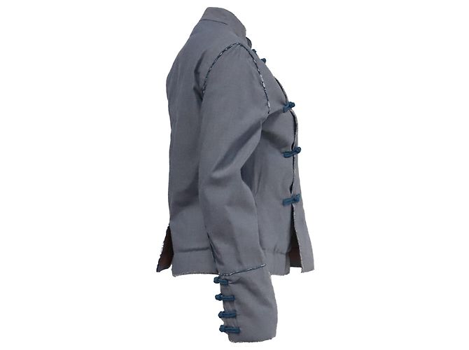 Chaqueta de estilo militar Marc Jacobs Chinese-Tang en algodón azul claro - vista 3