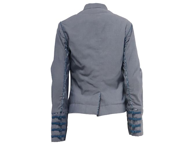 Chaqueta de estilo militar Marc Jacobs Chinese-Tang en algodón azul claro - vista 4