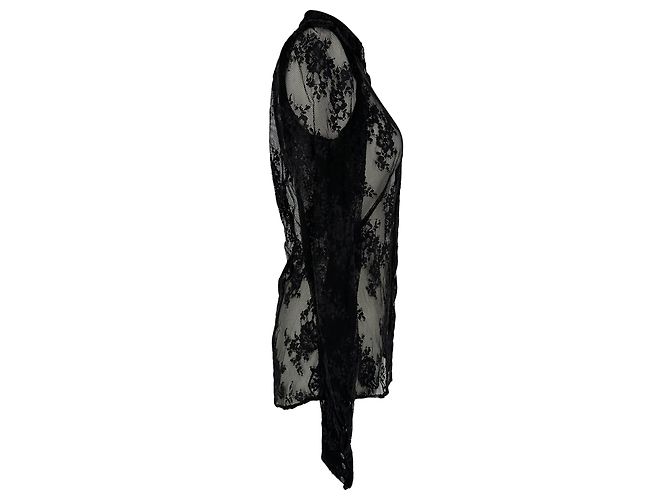 Alexander McQueen Spitzenbluse aus schwarzem Polyamid - Ansicht 2