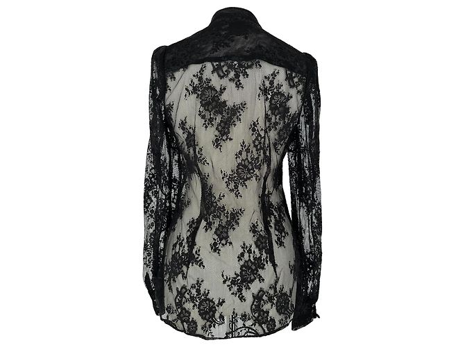 Alexander McQueen Spitzenbluse aus schwarzem Polyamid - Ansicht 3