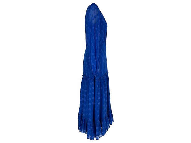 Autre Marque Vestido midi Saloni Devon en seda azul - vista 2