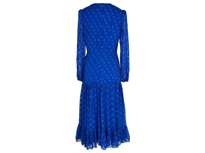 Autre Marque Vestido midi Saloni Devon en seda azul - vista 3