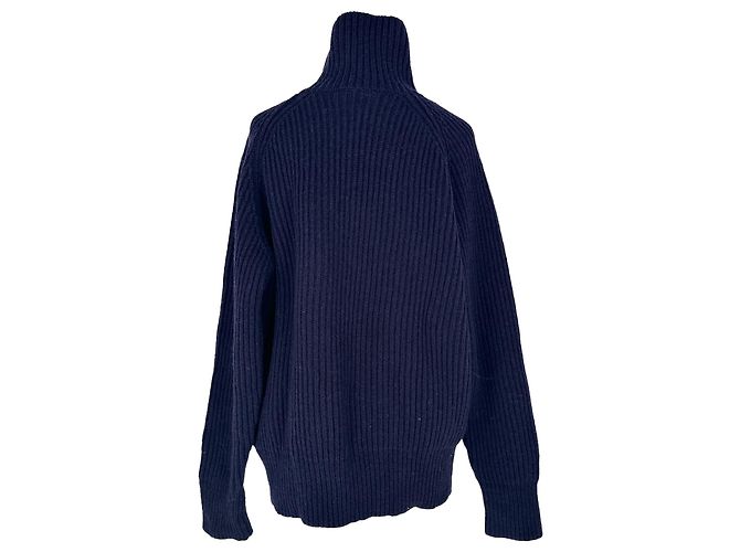 Ami Rollkragenpullover aus Wolle in Marineblau - Ansicht 3