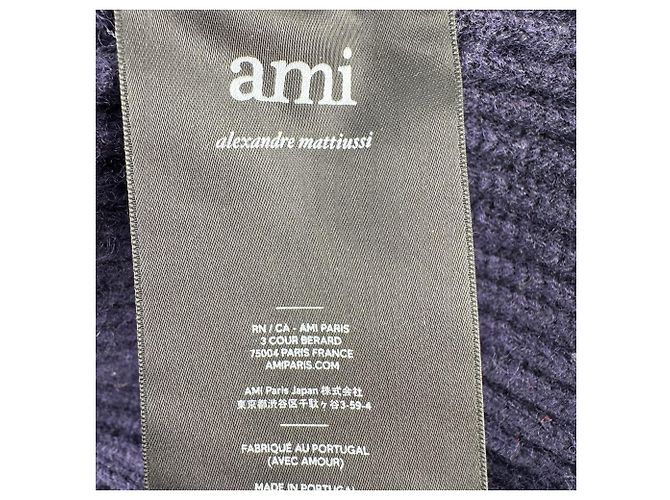 Ami Rollkragenpullover aus Wolle in Marineblau - Ansicht 6