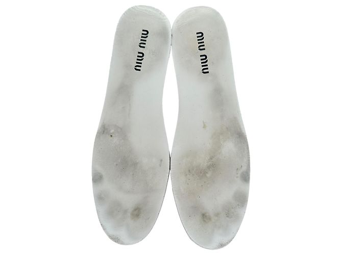 Sneakers basse Miu Miu Deco in pelle di vitello bianca - vista 14