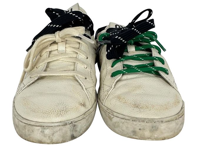 Sneakers basse Miu Miu Deco in pelle di vitello bianca - vista 2