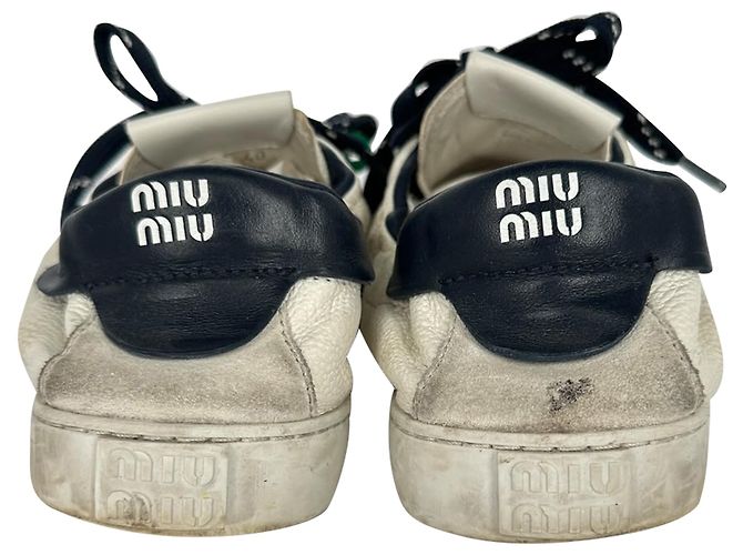 Sneakers basse Miu Miu Deco in pelle di vitello bianca - vista 6