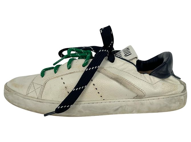 Sneakers basse Miu Miu Deco in pelle di vitello bianca - vista 7