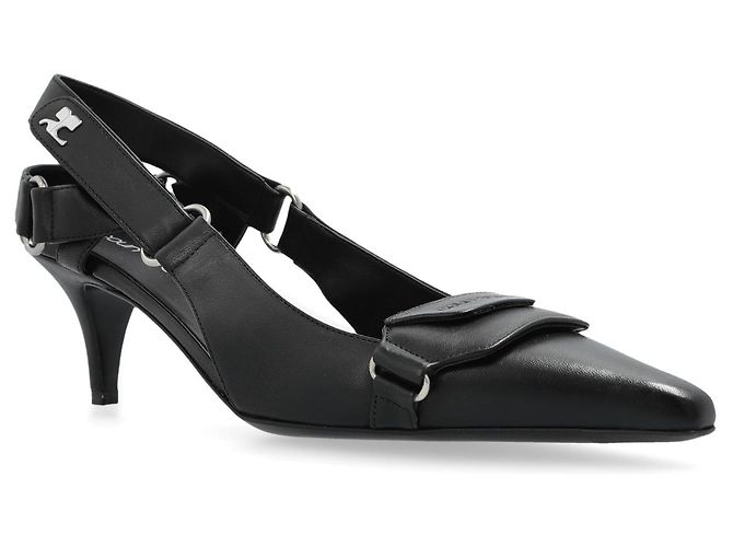 Courreges Décolleté Slingback in Pelle Nera - vista 4