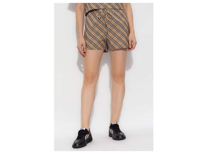 Shorts Burberry de algodão padrão check bege - vista 3