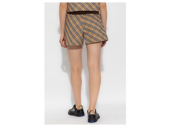 Shorts Burberry de algodão padrão check bege - vista 4