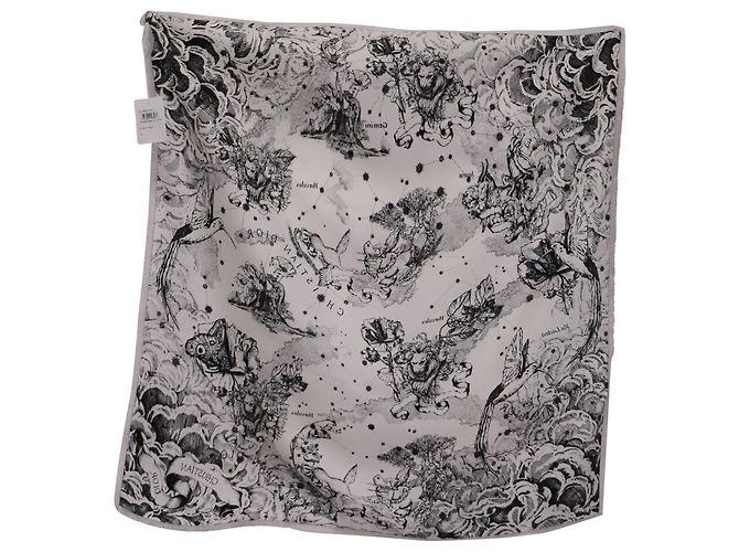 Christian Dior Toile de Jouy Zodiac en soie blanche - vue 2