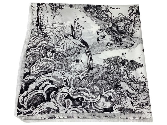 Christian Dior Toile de Jouy Zodiac en soie blanche - vue 5
