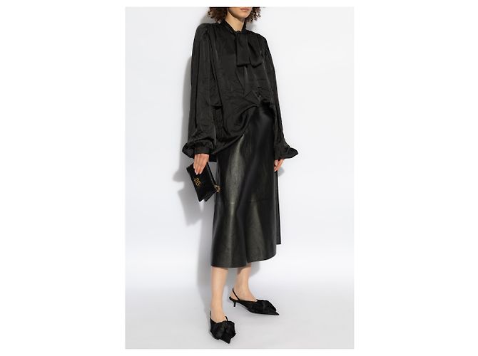 Balenciaga Tie-Neck Hemd Schwarz Polyester - Ansicht 2