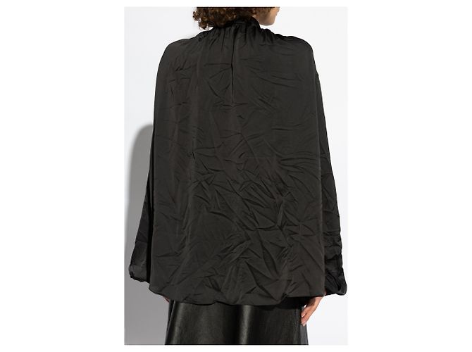 Balenciaga Tie-Neck Hemd Schwarz Polyester - Ansicht 4
