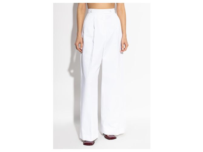 Pantaloni Givenchy bianchi in cotone plissettati - vista 3