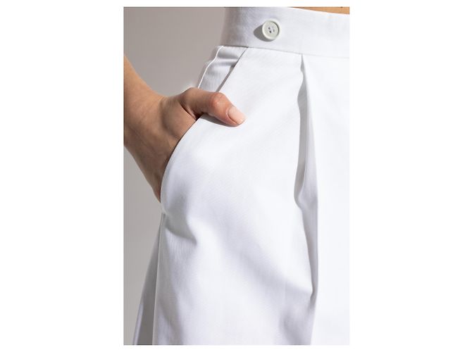 Pantaloni Givenchy bianchi in cotone plissettati - vista 5
