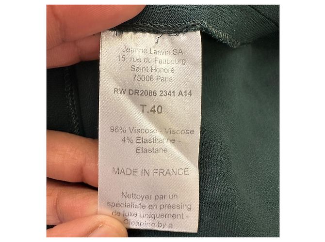 Vestido midi recto Lanvin en viscosa verde - vista 8