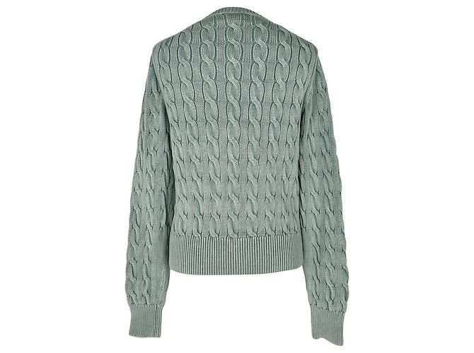 Ralph Lauren Cardigan mit Zopfstrick aus grüner Baumwolle - Ansicht 3