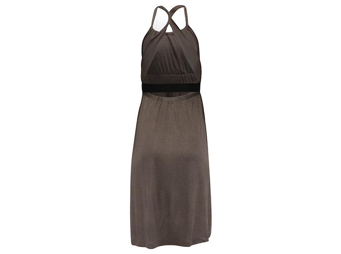 Vestido Halter Neck Theory en seda marrón - vista 4