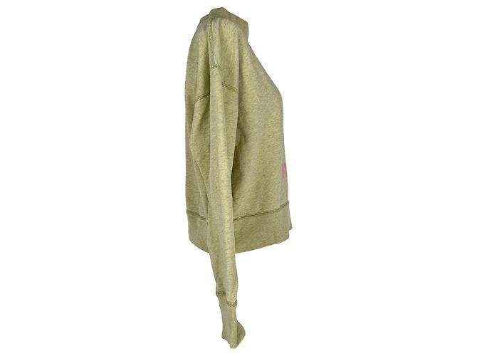 Isabel Marant Etoile Moby Pullover aus grüner Baumwolle mit Flock-Logo - Ansicht 2