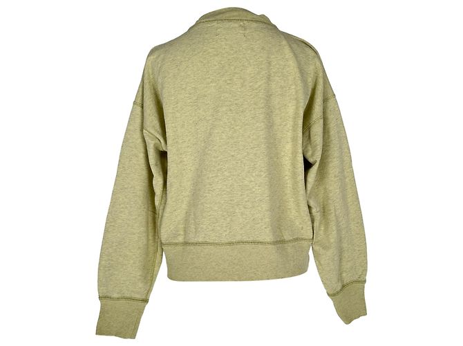 Isabel Marant Etoile Moby Pullover aus grüner Baumwolle mit Flock-Logo - Ansicht 3