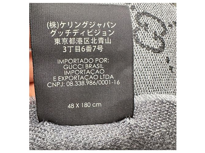Sciarpa Gucci GG Jacquard con frange in lana grigia - vista 5
