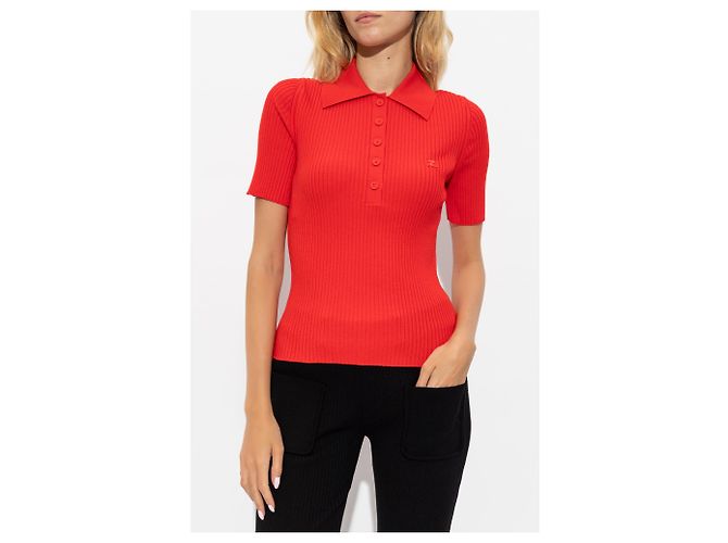 Top de punto acanalado rojo Courreges - vista 3