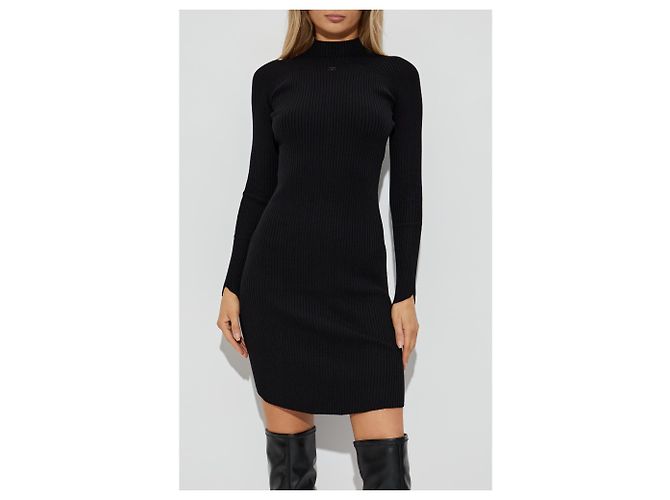Courreges Rippstrick Mini Kleid Schwarz - Ansicht 3