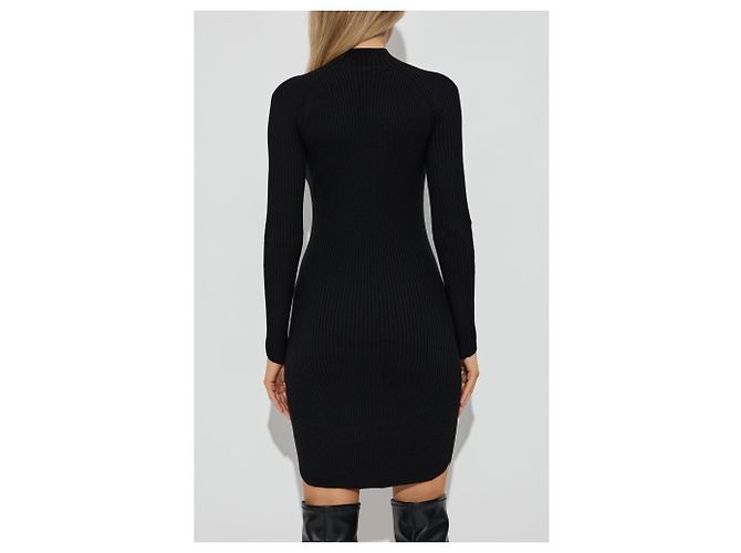Courreges Rippstrick Mini Kleid Schwarz - Ansicht 4