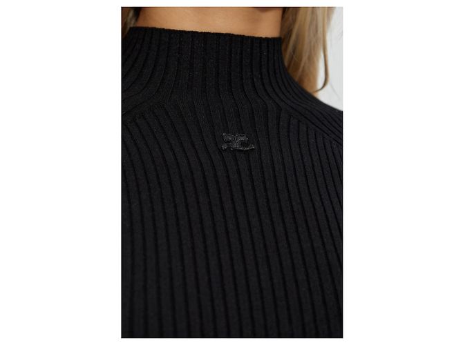 Courreges Rippstrick Mini Kleid Schwarz - Ansicht 5