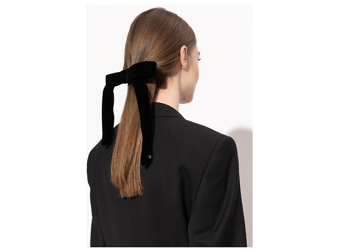 Balenciaga Haarklammer aus schwarzem Samt mit Schleife - Ansicht 2