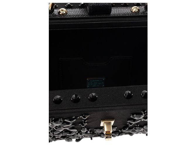 Dolce & Gabbana Borsa a tracolla in raso e pelle nera - vista 2