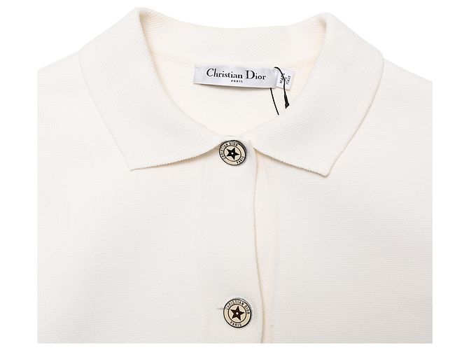 Casaco cropped abotoado Dior em viscose branca - vista 4