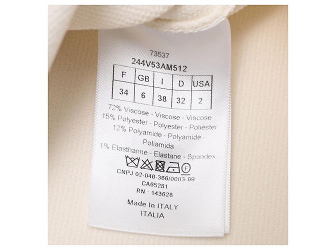 Casaco cropped abotoado Dior em viscose branca - vista 6