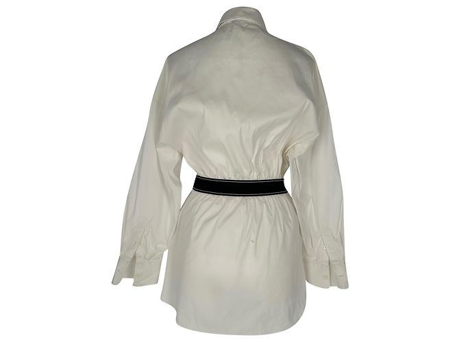 Vestido camisa corto Prada con botones en algodón blanco - vista 3
