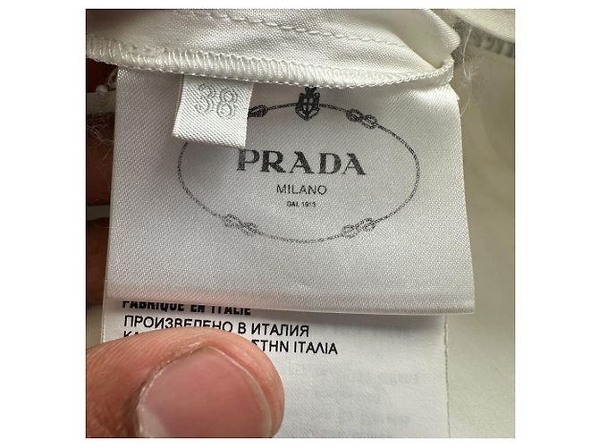 Vestido camisa corto Prada con botones en algodón blanco - vista 7