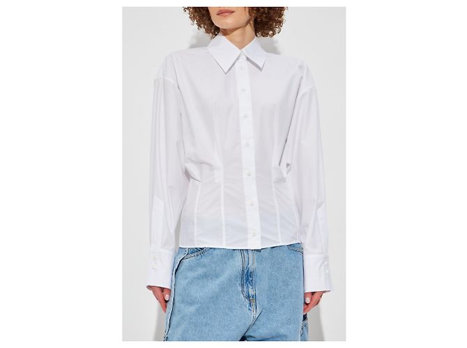 Camisa de algodón blanca plisada Attico - vista 3