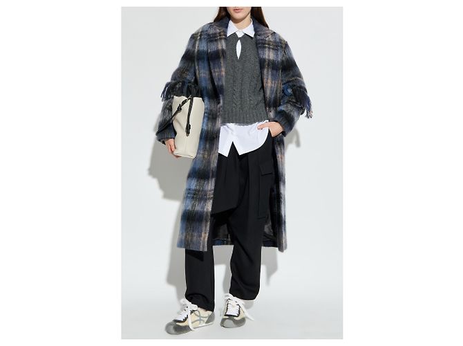 Loewe Blue Check Wool and Mohair Coat - view 2