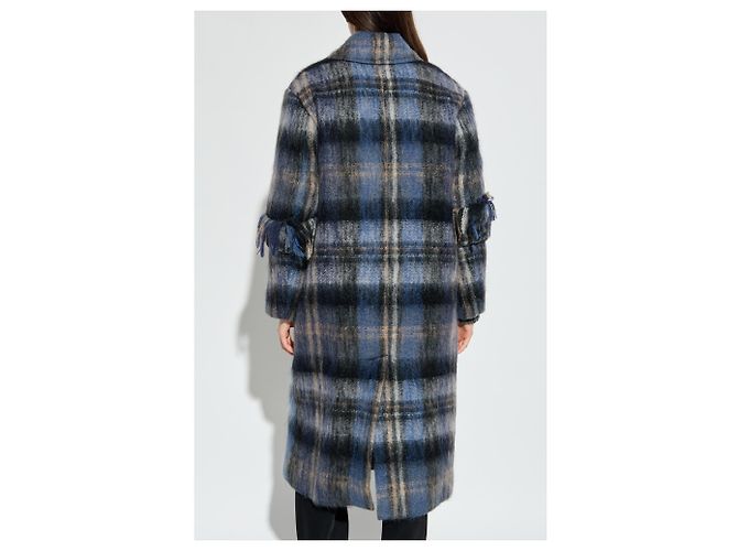 Loewe Blue Check Wool and Mohair Coat - view 4