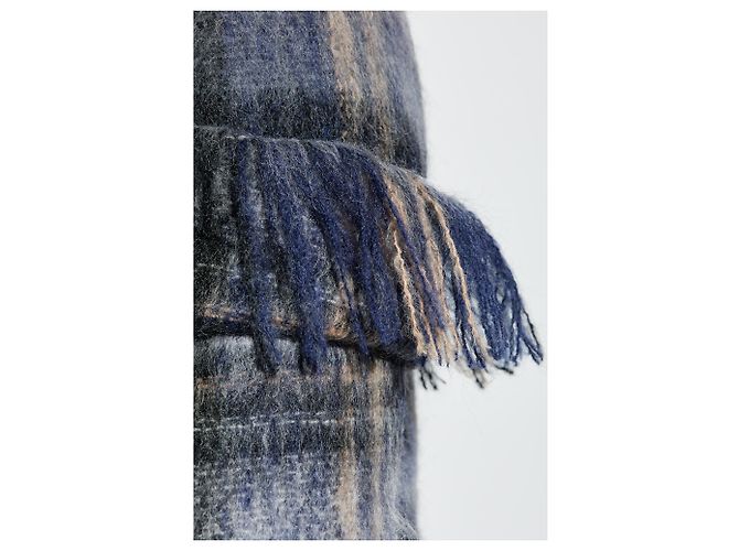 Loewe Blue Check Wool and Mohair Coat - view 5