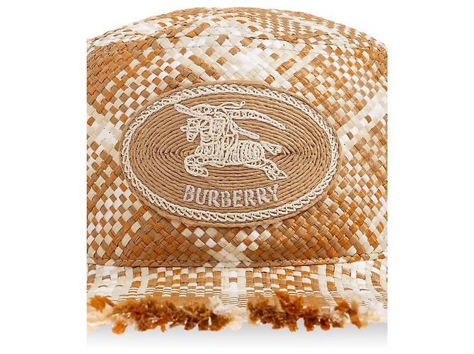 Burberry Strohhut mit Check-Muster und Logo - Ansicht 4