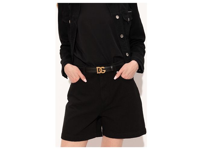 Dolce & Gabbana Ledergürtel Schwarz mit DG Schnalle - Ansicht 2