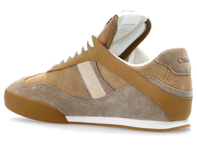 Sneakers Chloé Kick in pelle beige e marrone - vista 2