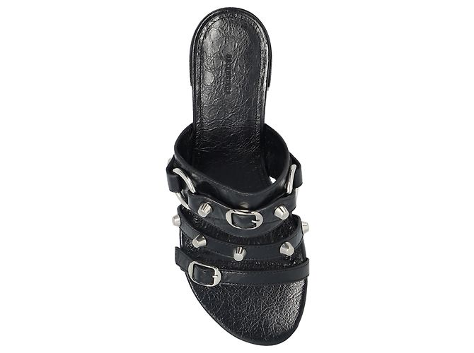 Mules con tacco City Balenciaga in vernice nera - vista 3