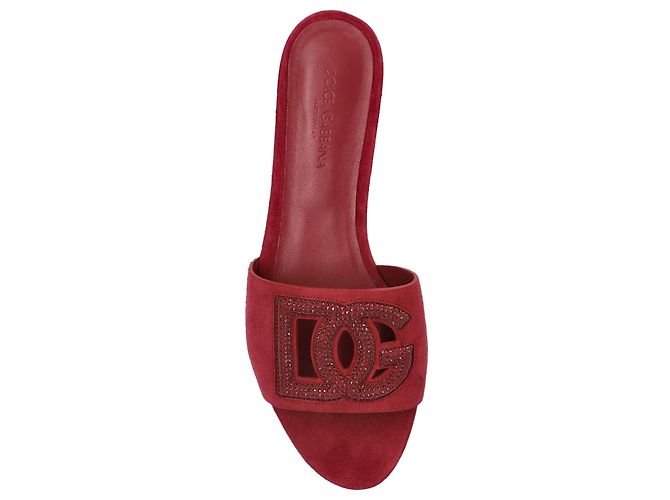 Dolce & Gabbana Ciabatte logo in pelle rossa - vista 3