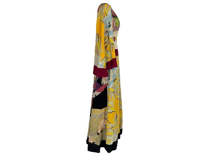Abito maxi a maniche lunghe stampato Etro in seta multicolore - vista 2