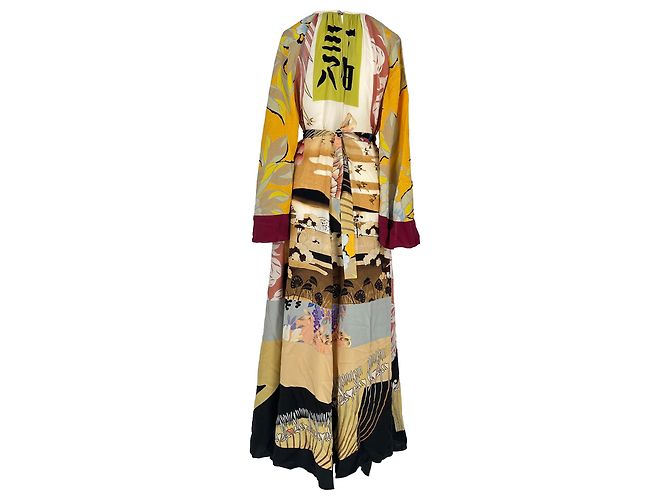 Abito maxi a maniche lunghe stampato Etro in seta multicolore - vista 3